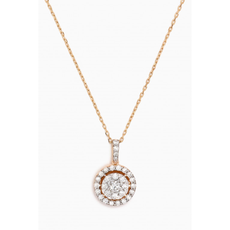 NASS - Round Pavé Diamond Pendant Necklace in 14kt Gold Yellow