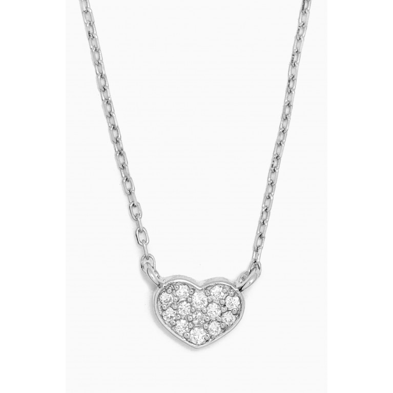 NASS - Mini Pavé Diamond Heart Pendant Necklace in 14kt White Gold Silver