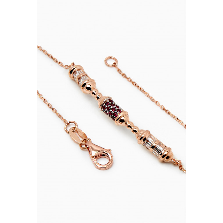 NASS - Triple Barrel Ruby & Diamond Chain Bracelet in 14kt Rose Gold Rose Gold