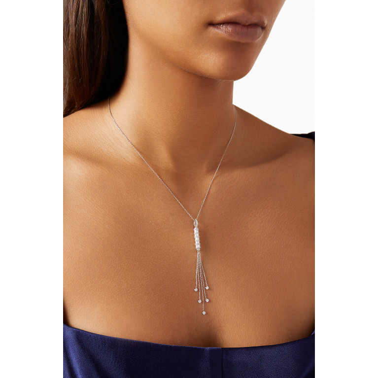 NASS - Barrel Dangle Diamond Necklace in 14kt White Gold