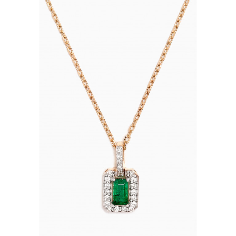 NASS - Mystery Set Single Frame Emerald & Diamond Pendant Necklace in 14kt Gold Yellow