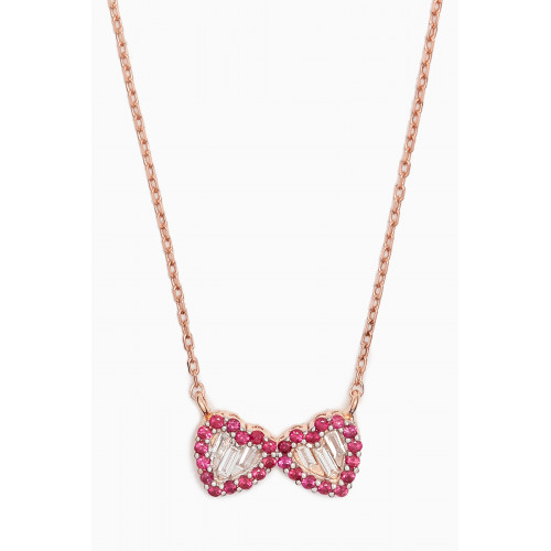 NASS - Double Heart Ruby & Diamond Pendant Necklace in 14kt Rose Gold Rose Gold