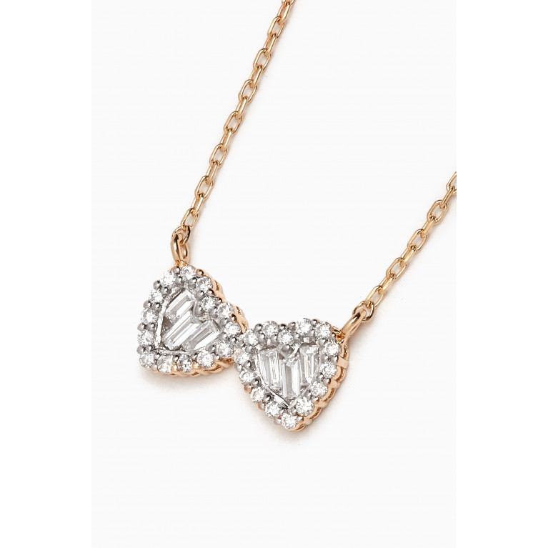 NASS - Double Heart Diamond Pendant Necklace in 14kt Gold Yellow