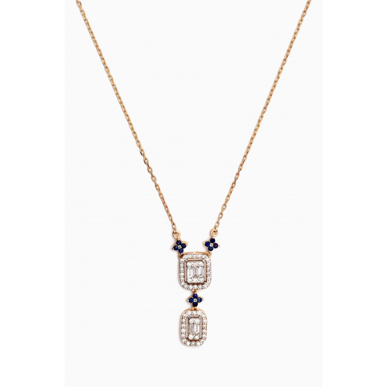 NASS - Mystery Set Sapphire & Diamond Pendant Necklace in 14kt Gold