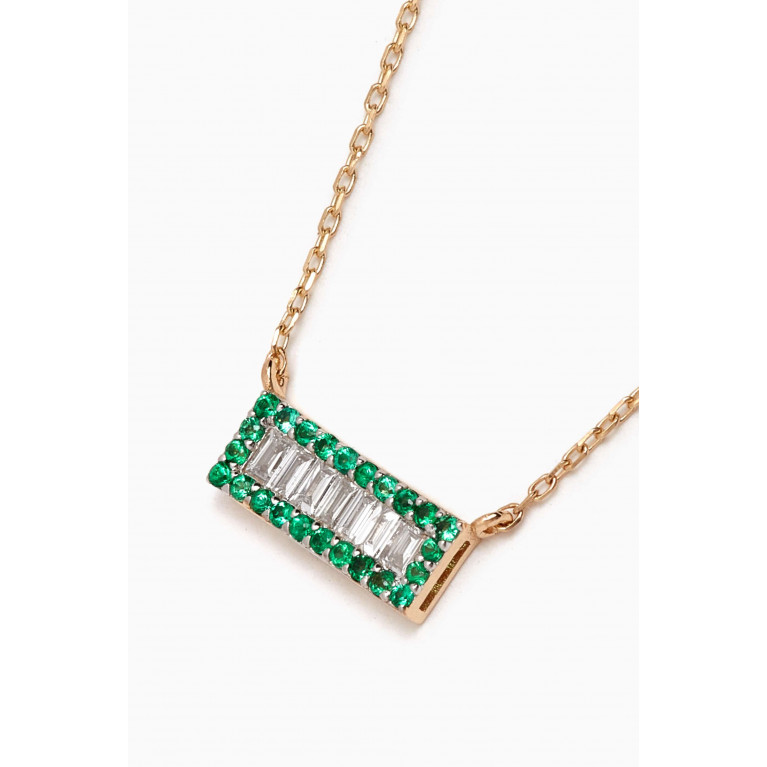 NASS - Emerald & Diamond Plaque Pendant Necklace in 14kt Gold Yellow