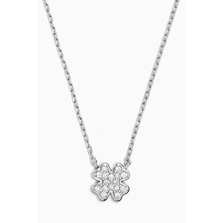 NASS - Mini Clover Diamond Necklace in 14kt White Gold Silver