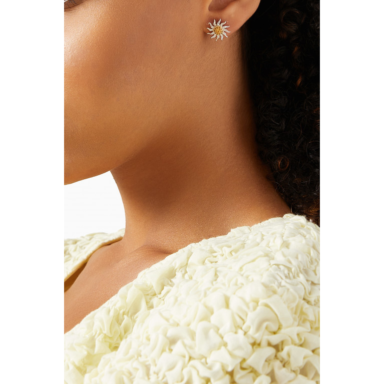 Yvonne Leon - Mini Soleil Stud Citrine & Diamond Earrings in 18kt Gold