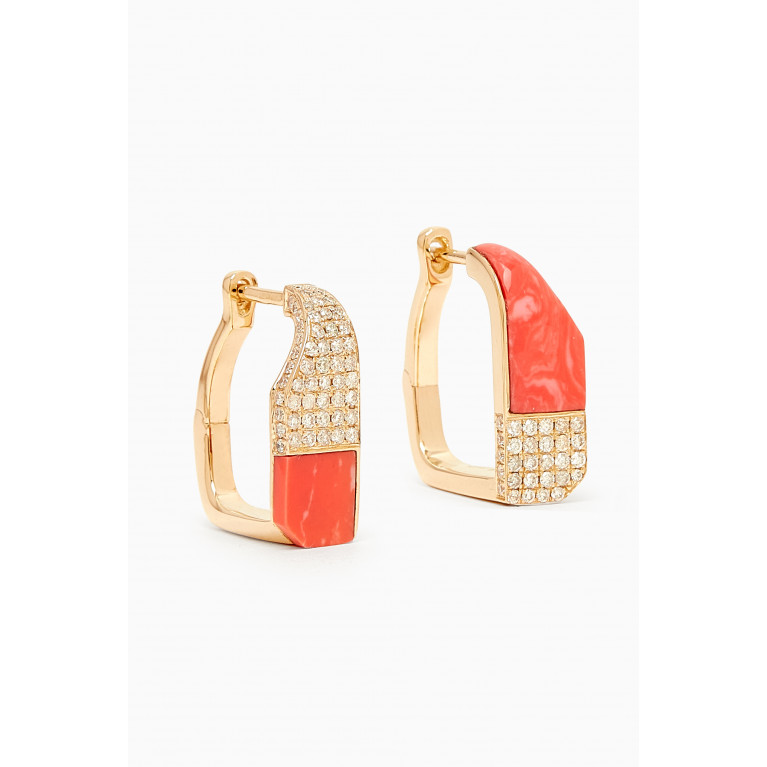 Yvonne Leon - Damier Diamond Hoop Earrings in 9kt Gold