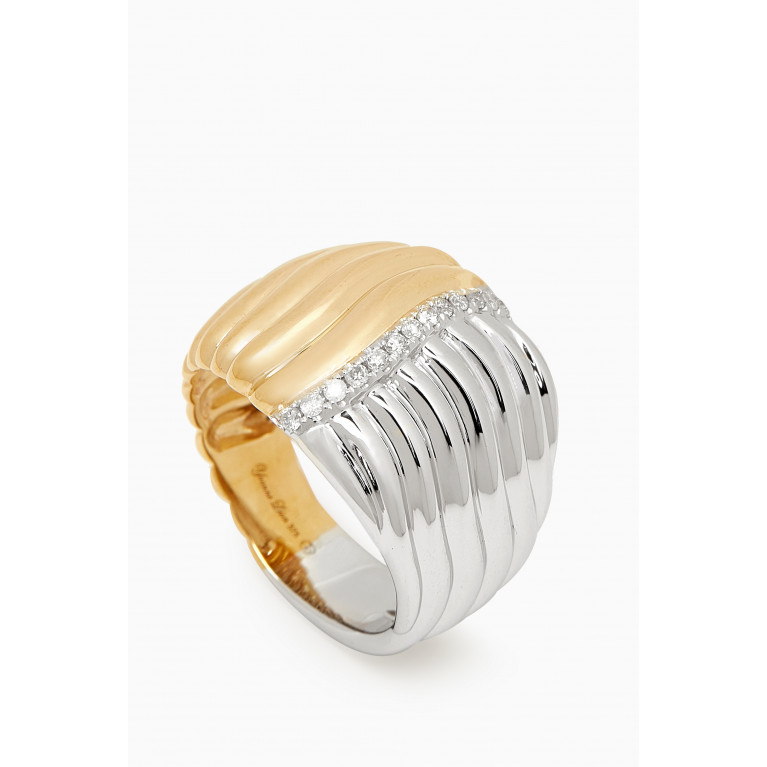 Yvonne Leon - Berlington Diamond Signet Ring in 18kt White & Yellow Gold