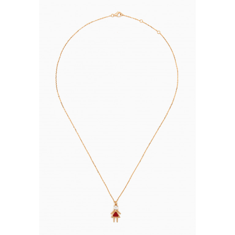 Yvonne Leon - Petit Fille Topaz & Red Agate Necklace in 18kt Gold Red
