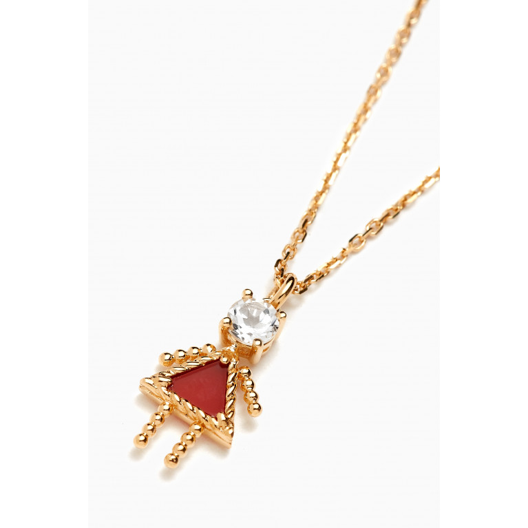 Yvonne Leon - Petit Fille Topaz & Red Agate Necklace in 18kt Gold Red