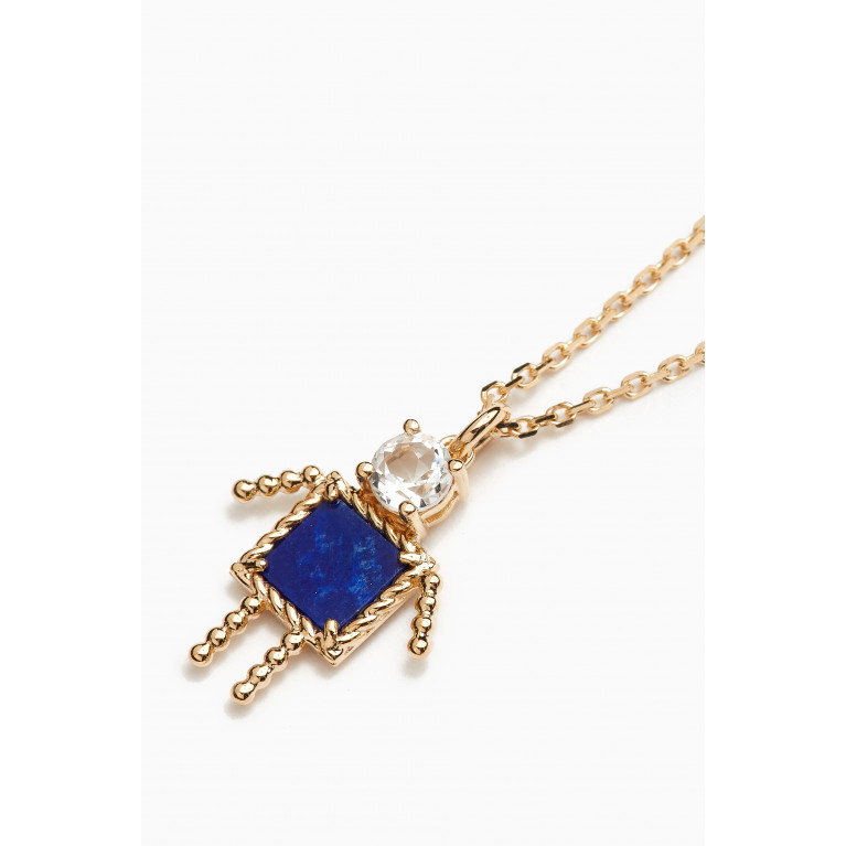 Yvonne Leon - Petit Garcon Topaz & Lapis Lazuli Pendant Necklace in 18kt Gold Blue