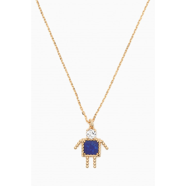Yvonne Leon - Petit Garcon Topaz & Lapis Lazuli Pendant Necklace in 18kt Gold Blue