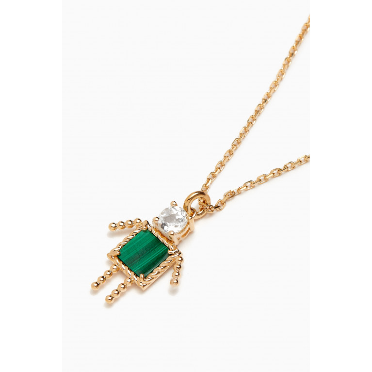 Yvonne Leon - Petit Garcon Topaz & Malachite Pendant Necklace in 18kt Gold Green