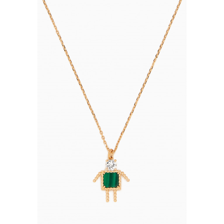 Yvonne Leon - Petit Garcon Topaz & Malachite Pendant Necklace in 18kt Gold Green