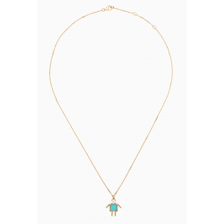Yvonne Leon - Petit Garcon Topaz & Turquoise Pendant Necklace in 18kt Gold Blue