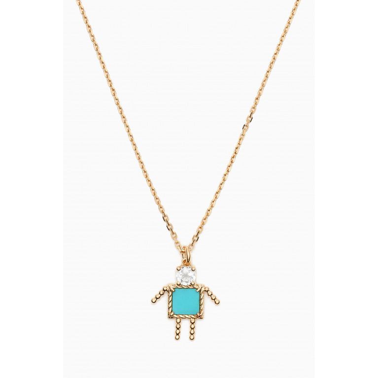 Yvonne Leon - Petit Garcon Topaz & Turquoise Pendant Necklace in 18kt Gold Blue