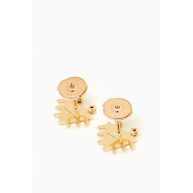 Yvonne Leon - Petits Personnages Black Diamond Earrings in 9kt Gold Green