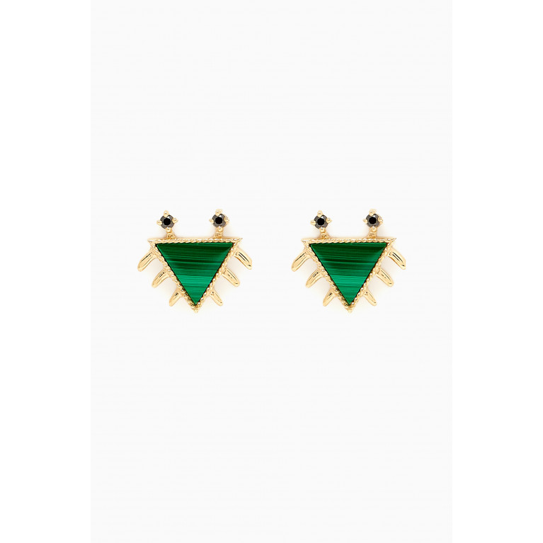 Yvonne Leon - Petits Personnages Black Diamond Earrings in 9kt Gold Green