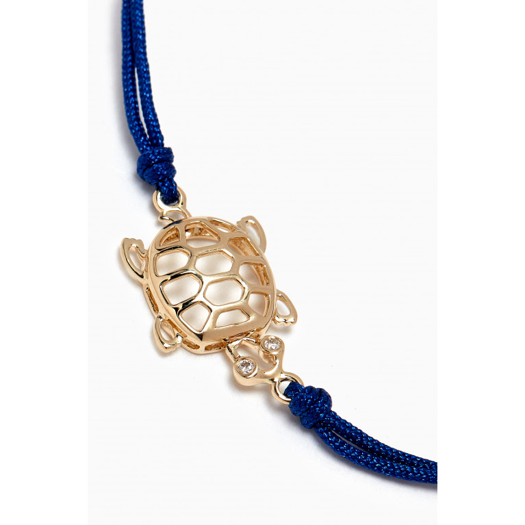 Yvonne Leon - Tortoise Diamond Cord Bracelet in 9kt Gold Blue