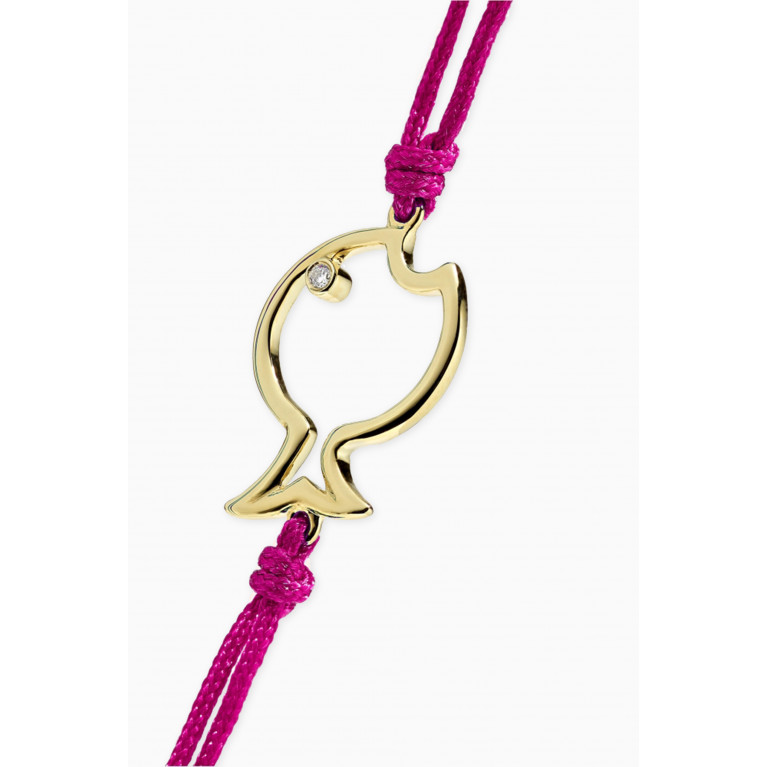 Yvonne Leon - Fil Poisson Diamond Cord Bracelet in 9kt Gold Pink