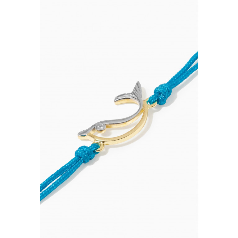 Yvonne Leon - Fil Poisson Diamond Cord Bracelet in 9kt Gold Blue