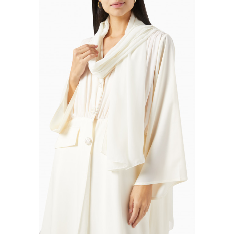 Beige Collection - Collared Abaya in Crepe Neutral