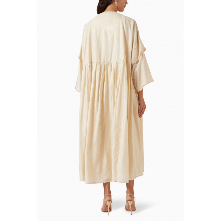 Beige Collection - Layered Abaya in Linen Neutral