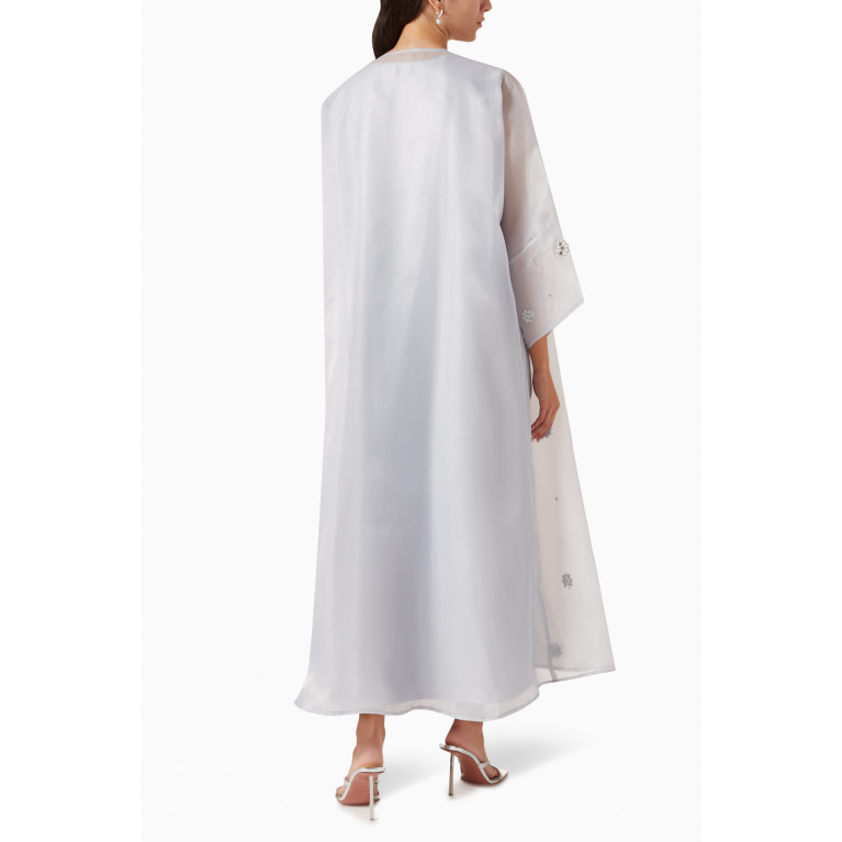 Beige Collection - Embellished Abaya Set in Organza Grey