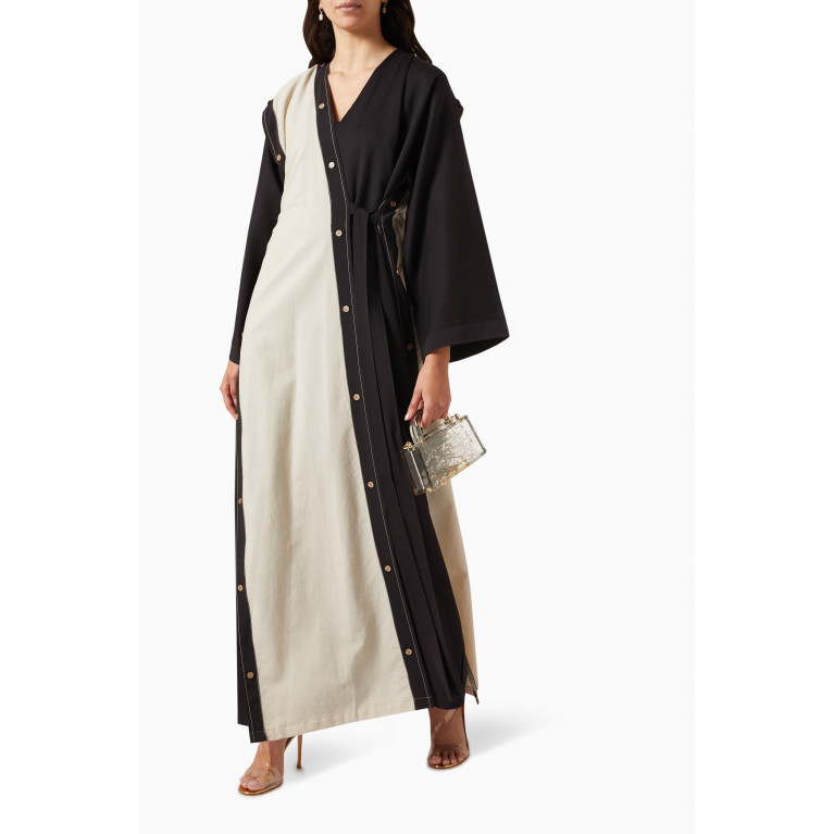 Beige Collection - Two-tone Abaya in Linen