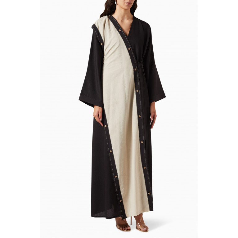 Beige Collection - Two-tone Abaya in Linen
