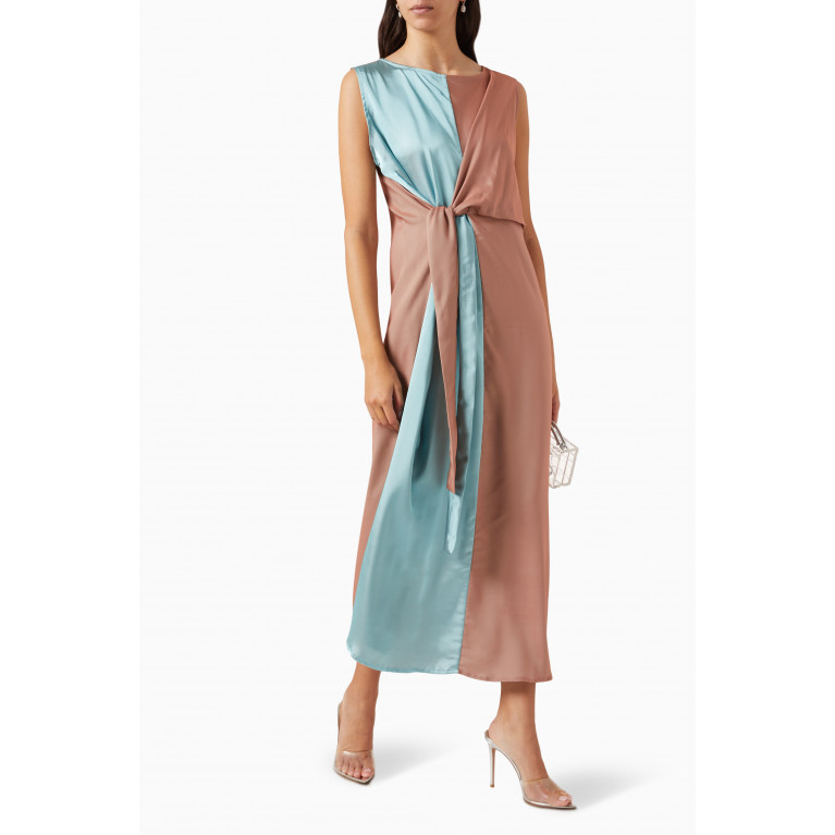 Beige Collection - Abaya & Dress Set in Viscose Blue