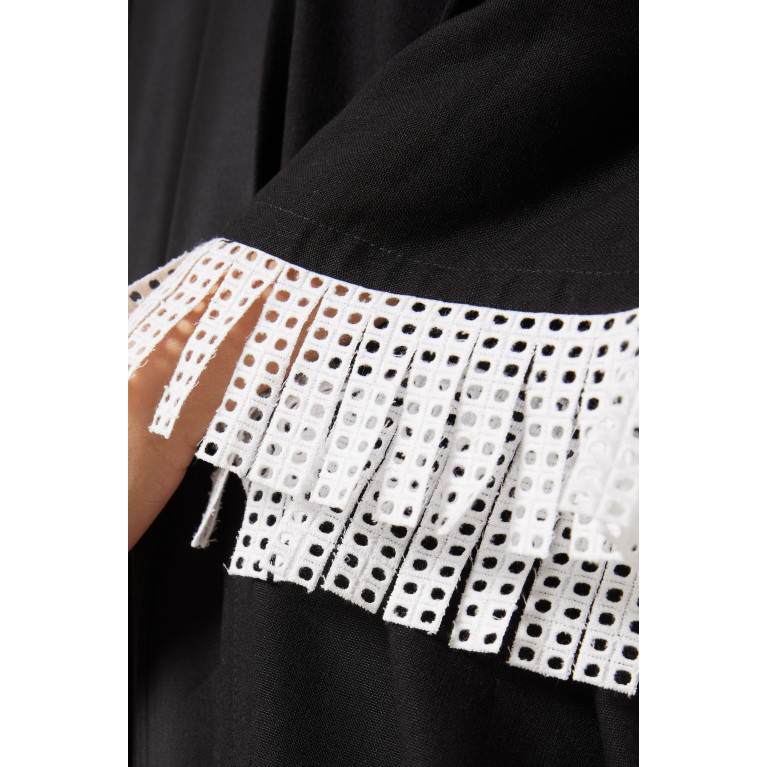 Beige Collection - Fringed Abaya Set in Linen-blend