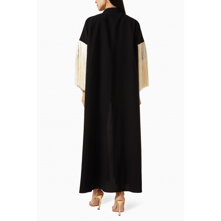 Beige Collection - Fringed Abaya in Crepe Neutral