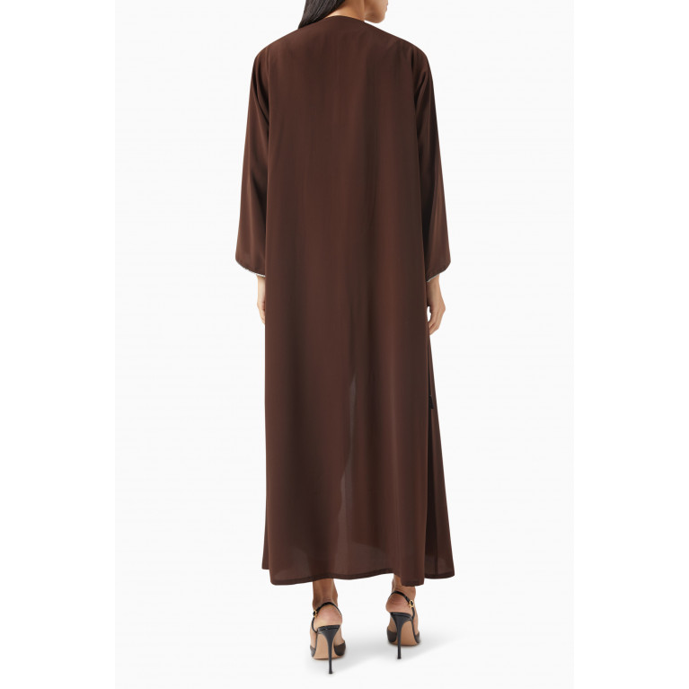 Beige Collection - Embellished Abaya in Crepe Brown