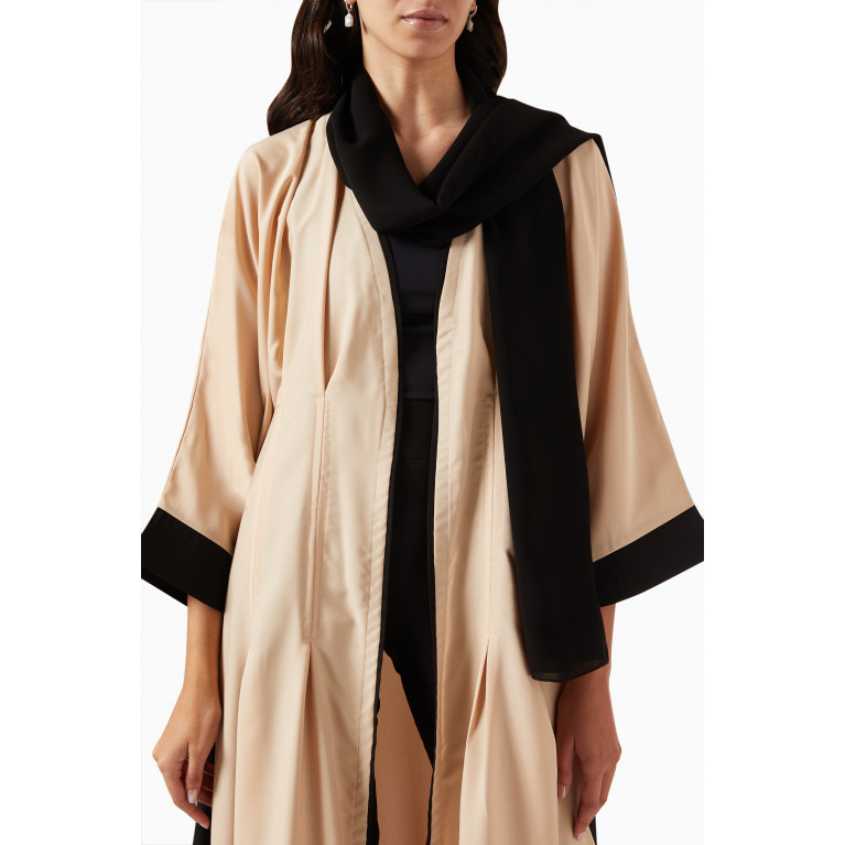 Beige Collection - Colour-block Abaya in Nida