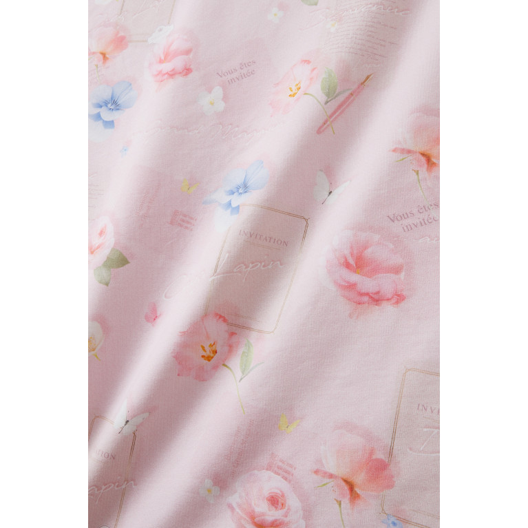 Lapin House - All-over Print Blanket in Cotton Pink