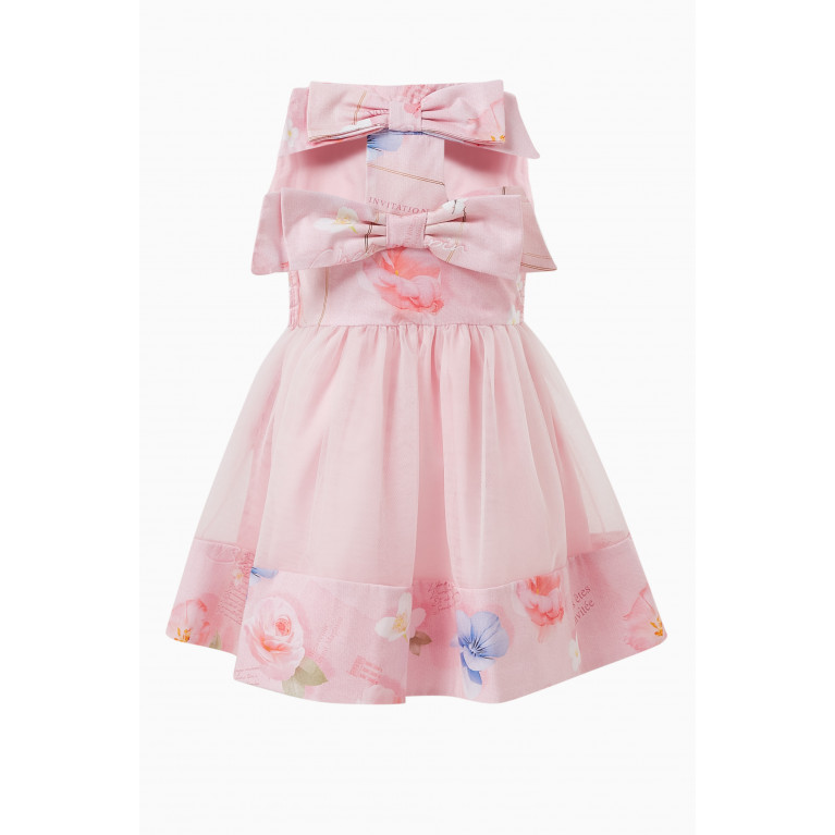 Lapin House - Floral Bow-applique Dress in Polyester-blend
