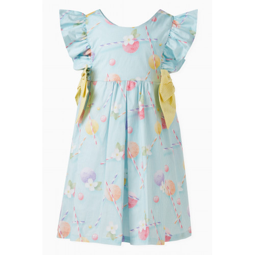 Lapin House - Ruffled Bow Detail Dress in Cotton Stretch
