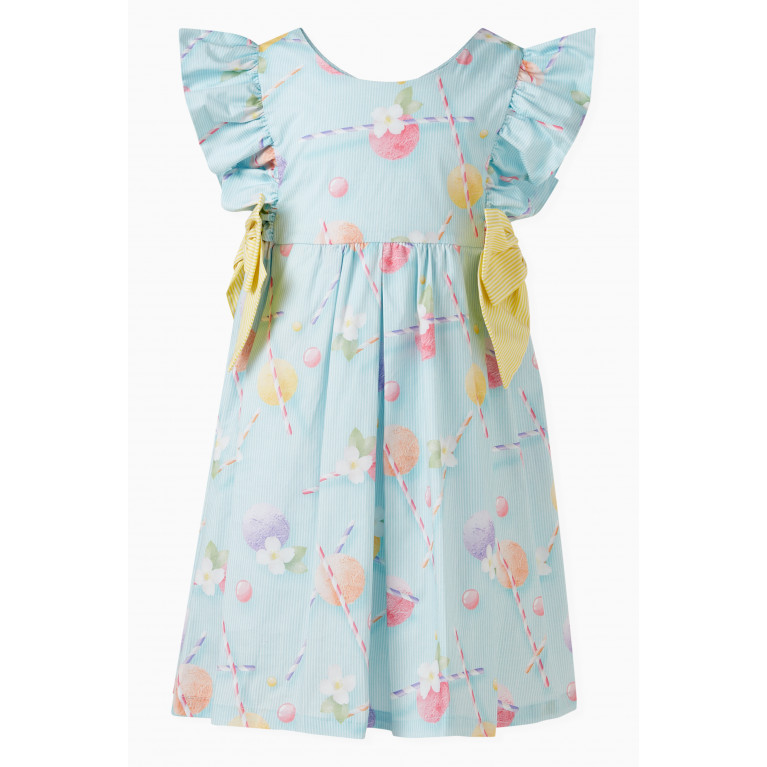Lapin House - Ruffled Bow Detail Dress in Cotton Stretch