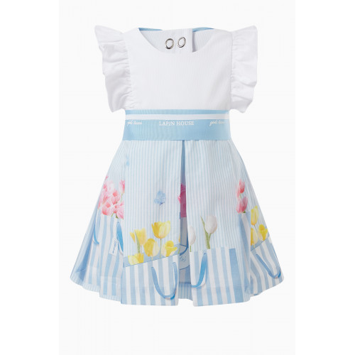 Lapin House - Floral Bow-applique Dress in Cotton-blend