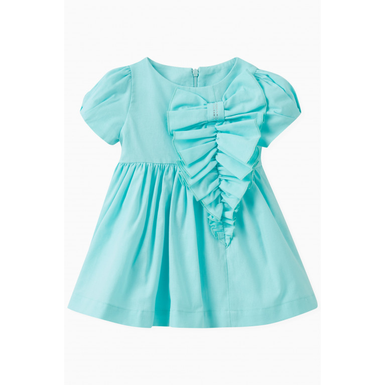 Lapin House - Puff-sleeve Dress in Cotton Blue