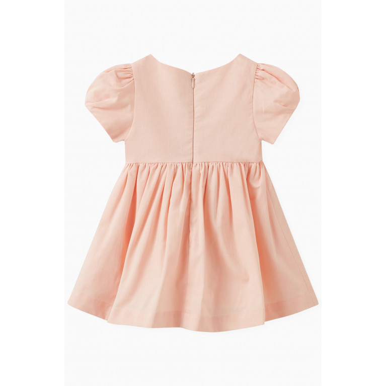 Lapin House - Puff-sleeve Dress in Cotton Orange