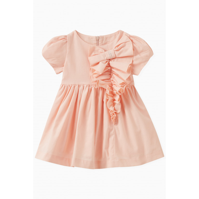 Lapin House - Puff-sleeve Dress in Cotton Orange
