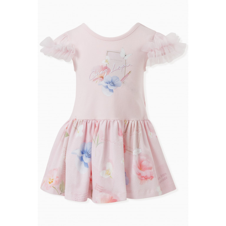 Lapin House - Floral-print Ruffle Dress in Cotton