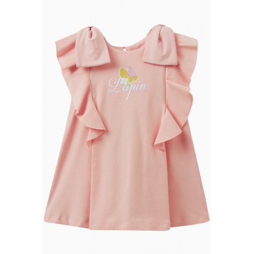 Lapin House - Frilled Logo Dress in Cotton