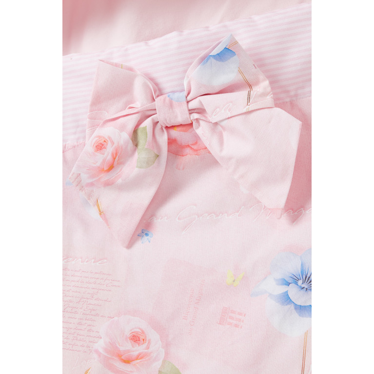 Lapin House - Floral Bow-applique Sleeping Bag in Cotton