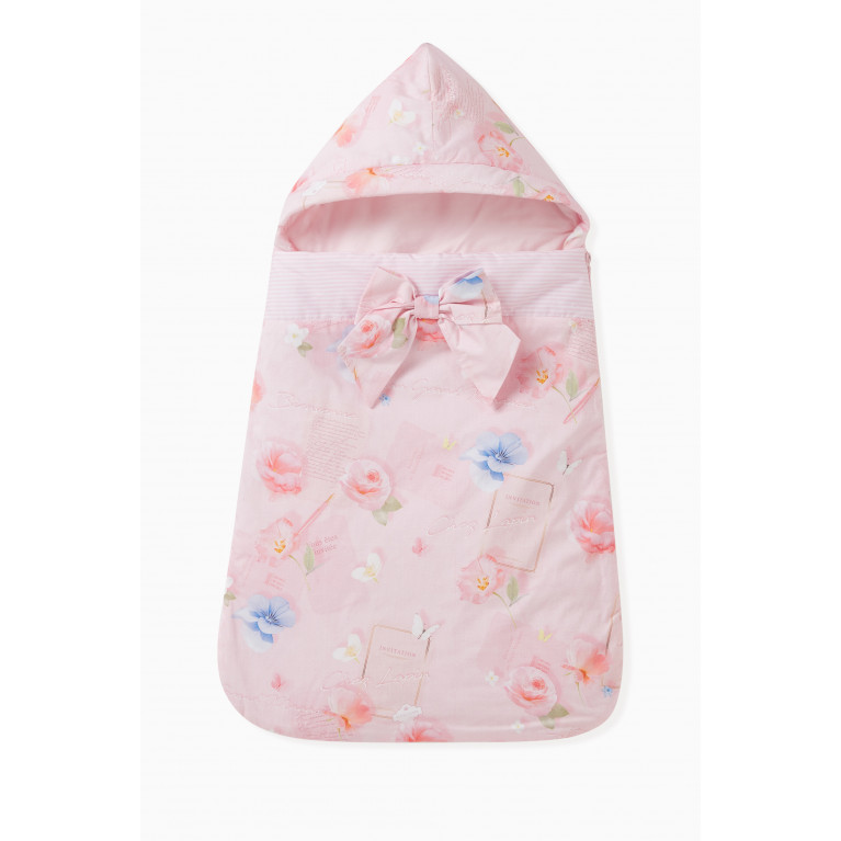 Lapin House - Floral Bow-applique Sleeping Bag in Cotton