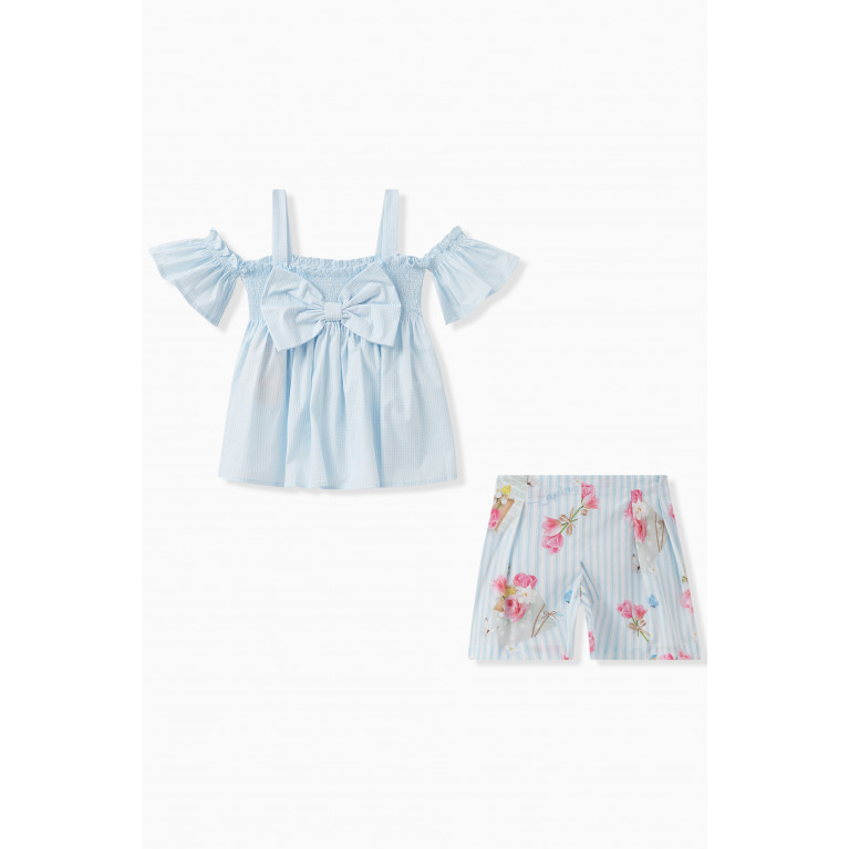Lapin House - Lapin House - Bow Detail Top and Shorts Set in Cotton