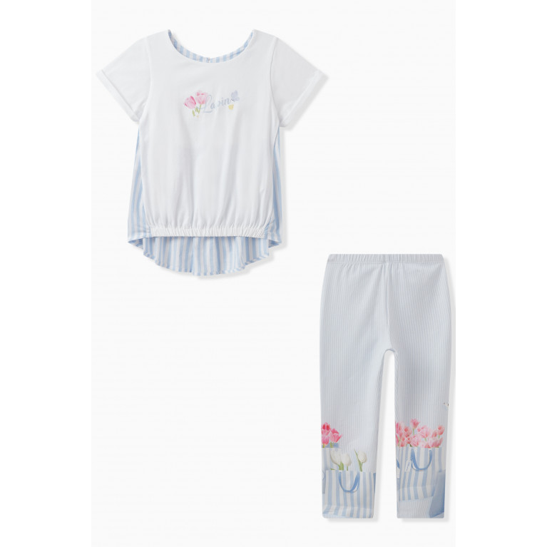 Lapin House - Floral Logo Print Top & Leggings in Cotton Blend